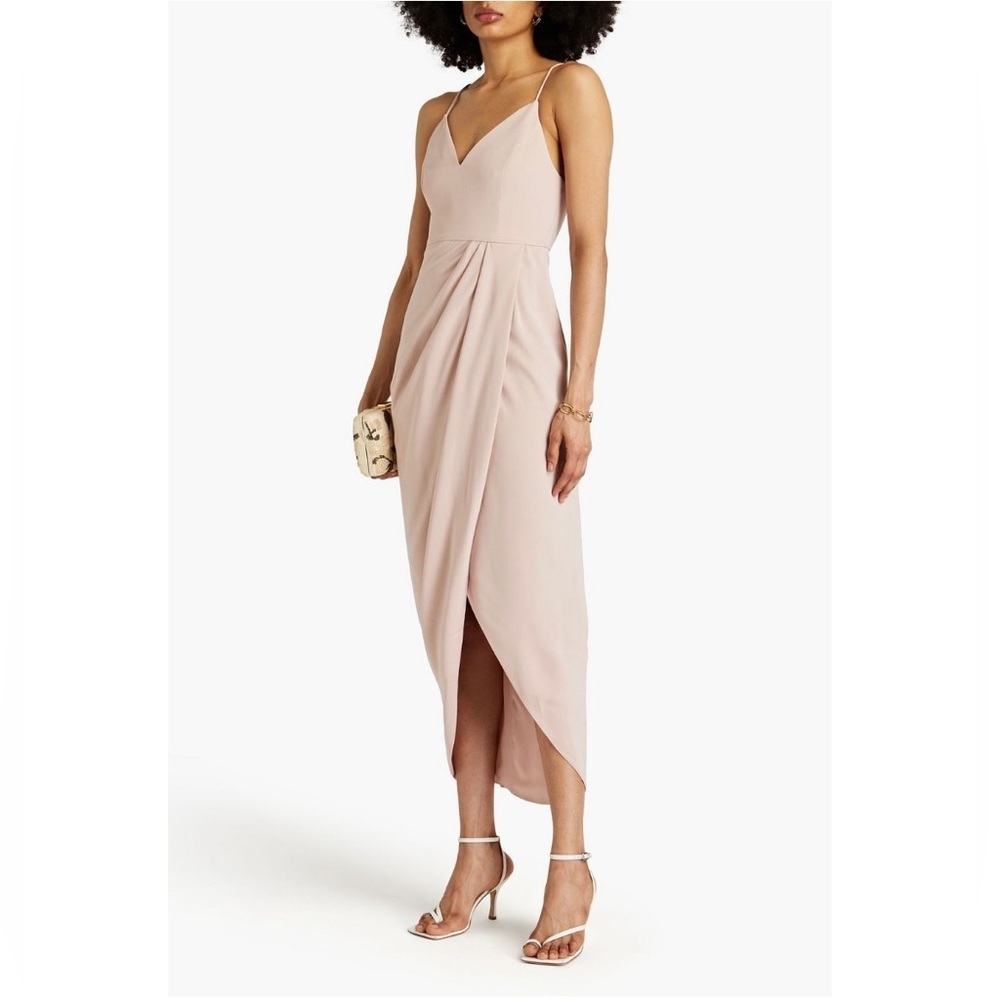 Shona Joy Cocktail Draped Satin Midi Dress Size 2